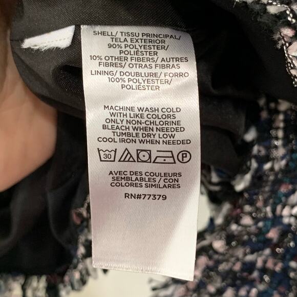 Ann Taylor Blazer Womens sz 12 Shimmer Fringe Tweed Jacket Blue Careerwear - Picture 9 of 13